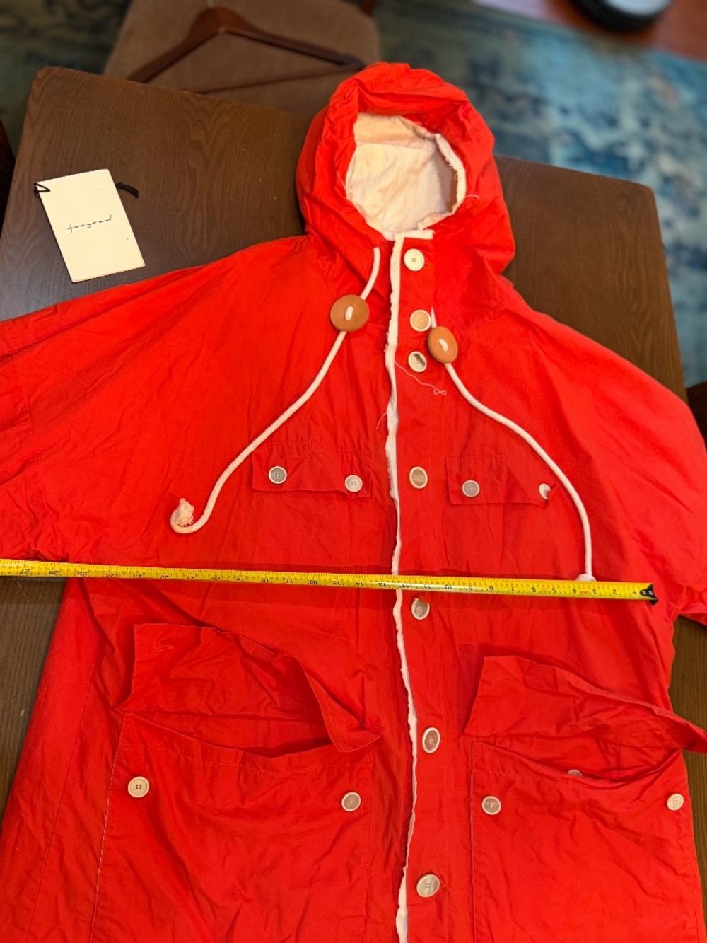 Toogood Wax Trawlerman Coat in Bouy Orange - Picture 8 of 14
